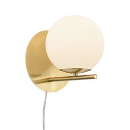 Wandlamp goud met opaal glas - Flore