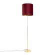 Stehleuchte-Gold/Messing-mit-rotem-Samt-Schirm-40/40-cm---Parte