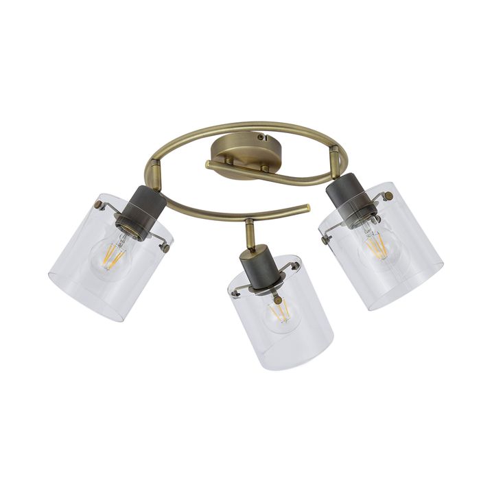 Faretto da soffitto di design bronzo con vetro trasparente rotondo a 3 luci - Domo