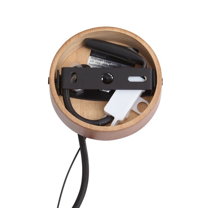 Japandi hanglamp walnoot hout met beige kap 30cm - Henge