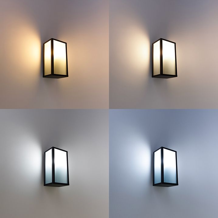 Applique murale d'extérieur intelligente noire avec verre nervuré incl. WiFi A60 - Charlois