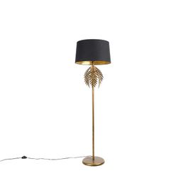 Stojací lampa zlatá 145 cm s černým bavlněným stínítkem 50 cm - Botanica