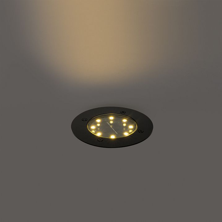 Moderne jordspot sort inkl. LED IP65 solcelledrevet - Terry