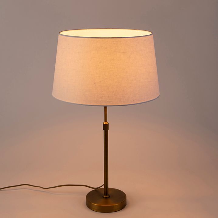 Stolná lampa bronzová s tienidlom z ľanu biela 35 cm - Parte