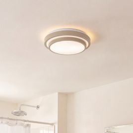 Moderne plafondlamp taupe met wit 34cm 2-lichts IP44 - Walden