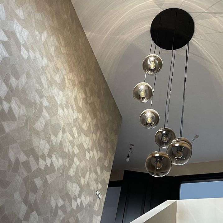 Art Deco hanglamp zwart met goud glas 7-lichts - Pallon