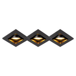 Set of 3 Modern Recessed Spotlights Black Adjustable - Qure