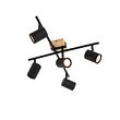 Plafonnier-noir-avec-bois-5-lumières-réglables-rectangulaires---Jeana