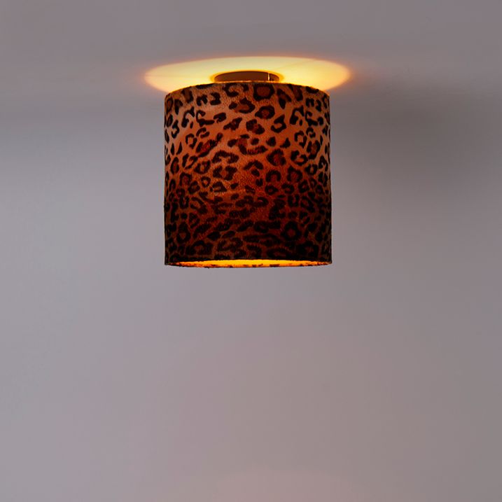 Stropné svietidlo matný čierny odtieň leopardia potlač 25 cm - Combi