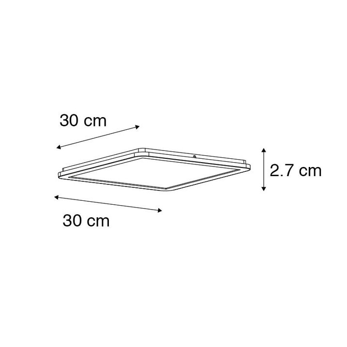Stropné svietidlo čierne 30 cm vrátane LED 3-stupňového stmievača IP44 - Steve