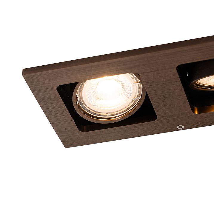 Set mit 6 Einbaustrahlern Dunkelbronze Rechteckig 2-Licht Verstellbar - Qure