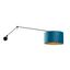 Wandlamp-zwart-met-velours-kap-blauw-35-cm-verstelbaar---Blitz