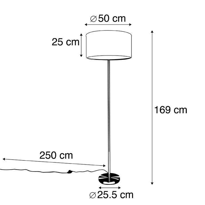 Golvlampa stål med rosa skärm 50 cm - Simplo