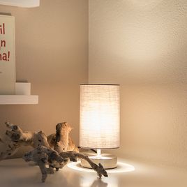 Lampe de table moderne grise avec base en acier - Milo 2