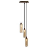 Hotel-Chique-hanglamp-donker-brons-met-amber-glas-3-lichts---Stavelot