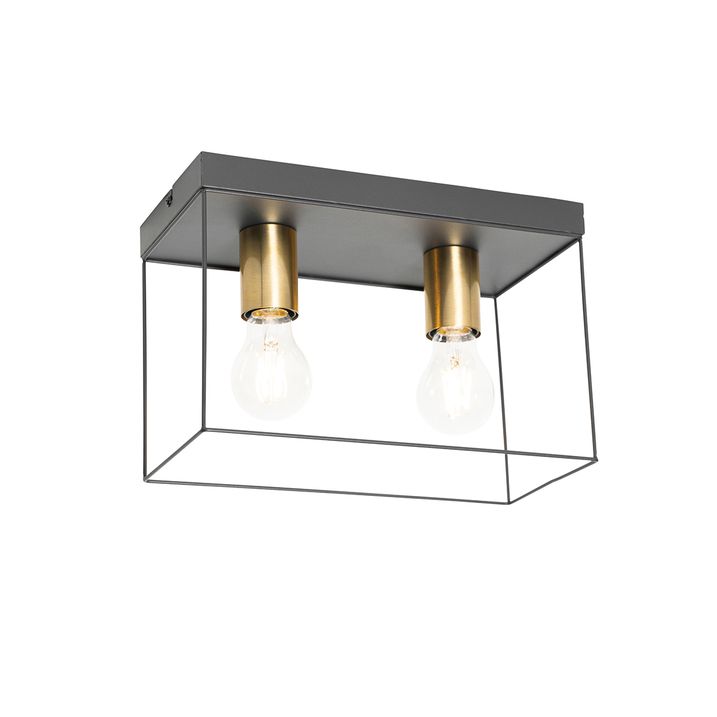Minimalist Ceiling Light Black with Gold 2-Light - Kodi