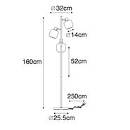 Viedā-grīdas-lampa-melna-ar-zelta-un-dūmu-stiklu,-3-gaismas,-iekļauti-3-Wifi-P45---Zuzanna