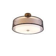 Moderne-Deckenleuchte-Schwarz-mit-Weiß-50cm-3-Licht---Drum-Duo