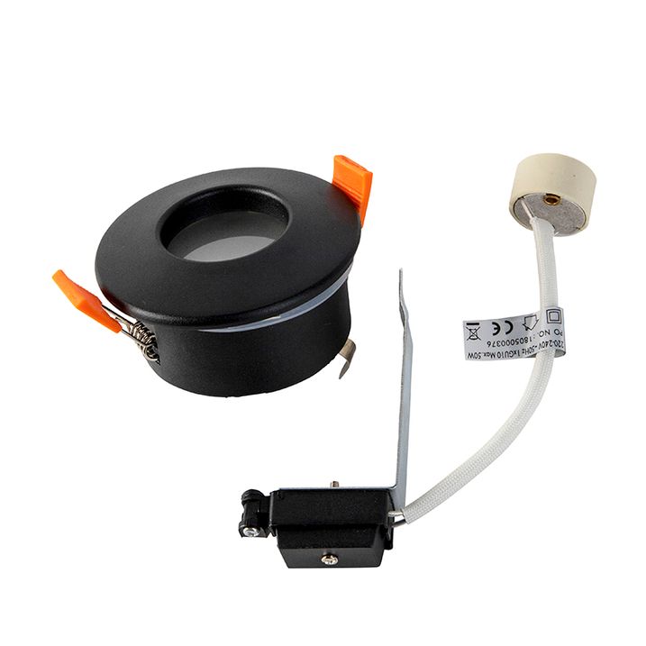 Модерен вграден рефлектор Црн GU10 50mm IP44 - Јаз