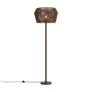 Lampadaire-en-bois-de-noyer-avec-abat-jour-en-corde-de-papier-marron-50/50/30---Mels