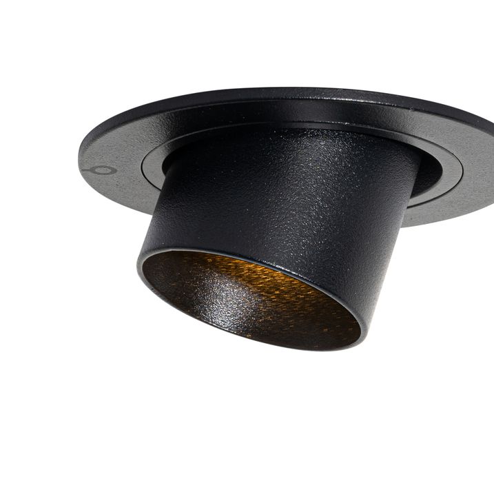 Set van 6 inbouwspots zwart GU10 35mm rond kantelbaar - Installa