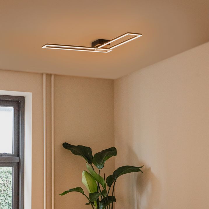 Ceiling Light Oblong Black 3-Step Dimmable - Plazas Novo