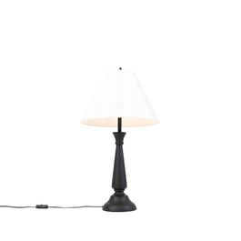 Classic table lamp black with cream shade - Taula