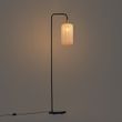 Lampadaire-Japandi-noir-avec-abat-jour-doré-et-beige---Pluni