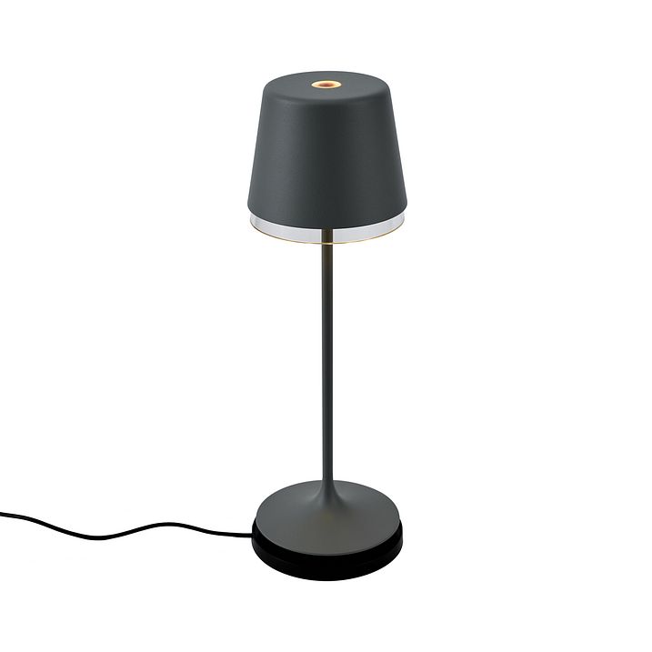Lampe de table gris foncé avec LED IP65 rechargeable avec station de charge - Bass