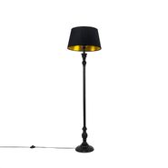 Smart-golvlampa-svart-med-skärm-svart-med-guld-45-cm-inkl-Wi-Fi-A60---Classico