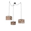 Hanglamp-zwart-met-bruin-beige-kap-35cm-3-lichts---Cava