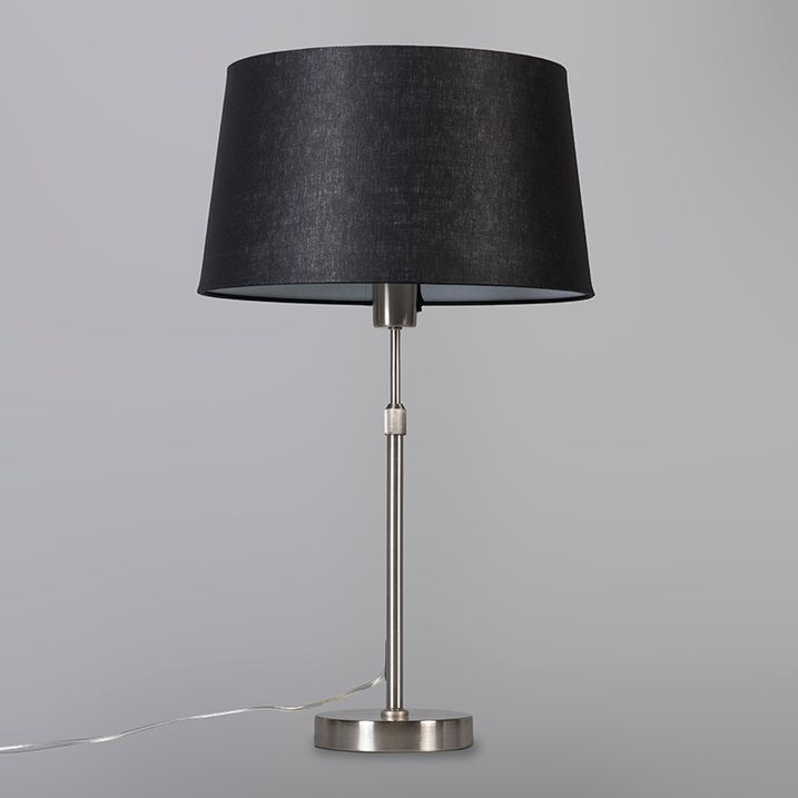 Stolní lampa z oceli s černým stínítkem 35 cm nastavitelná - Parte