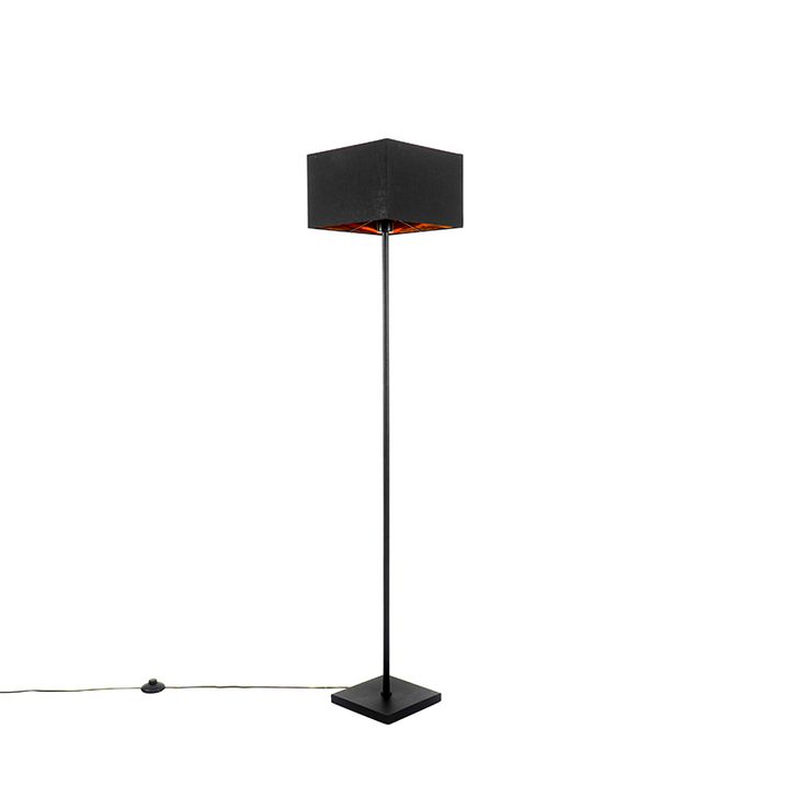 Moderní stojací lampa černá se zlatým čtvercem - VT 1