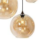 Smart-Pendant-Lamp-Dark-Bronze-with-Amber-Glass-Oval-8-Lights-Incl.-8-Wifi-G95---Sandra