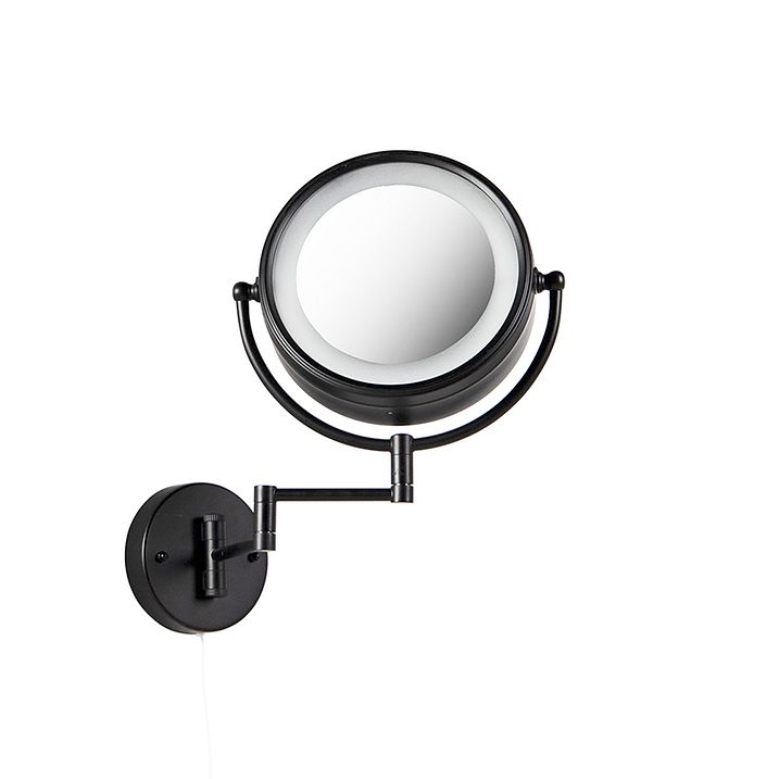 Design väggspegel svart inkl LED justerbar IP44 med dragkedja - Vicino