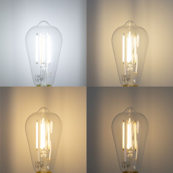 Smart Pendant Lamp Black with Smoke Glass 4-Lights Incl. 4 Wifi ST64 - Laura