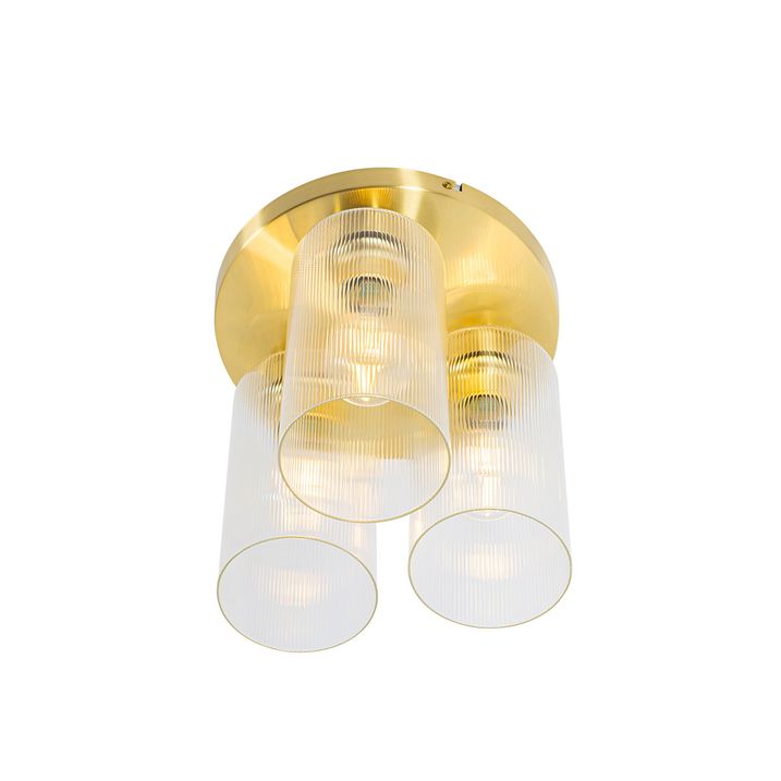 Art Deco Deckenleuchte Gold mit Glas 3-Licht - Laura
