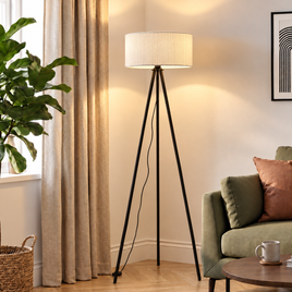 Modernus trikojis grindų šviestuvas baltas su aksominiu gaubtu - Luz