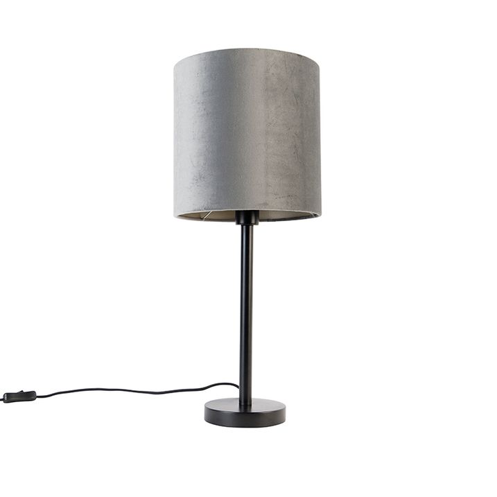 Moderní stolní lampa černá s šedým stínítkem 25 cm - Simplo