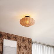 Japandi-plafondlamp-bruin-met-stoffen-kap---Bida
