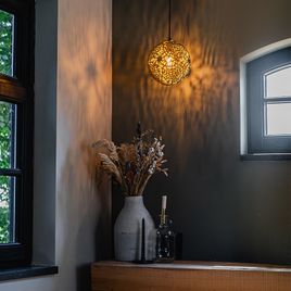 Art Deco piekaramā lampa zelta ar melnu - Maro