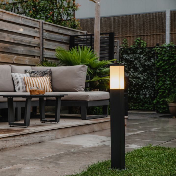 Moderne udendørs lampestolpe mørkegrå med opal 80 cm IP44 - Malios