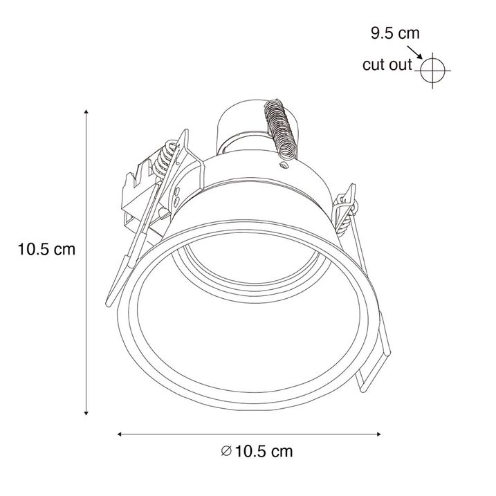 Modern Recessed Spotlight Black with Gold GU10 70mm IP44 - Dept