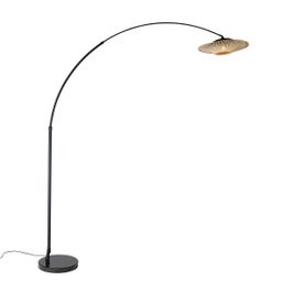 Lámpara de arco moderna negra con pantalla de estilo oriental y bambú 50 cm - XXL Rina
