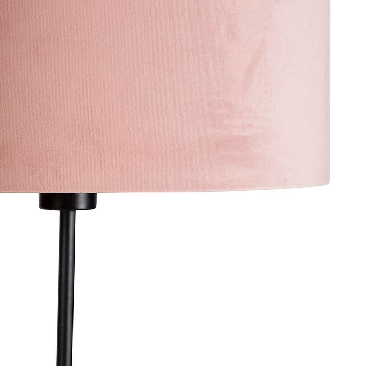 Podna lampa crna sa somotskom nijansom roze sa zlatom 35 cm - Parte