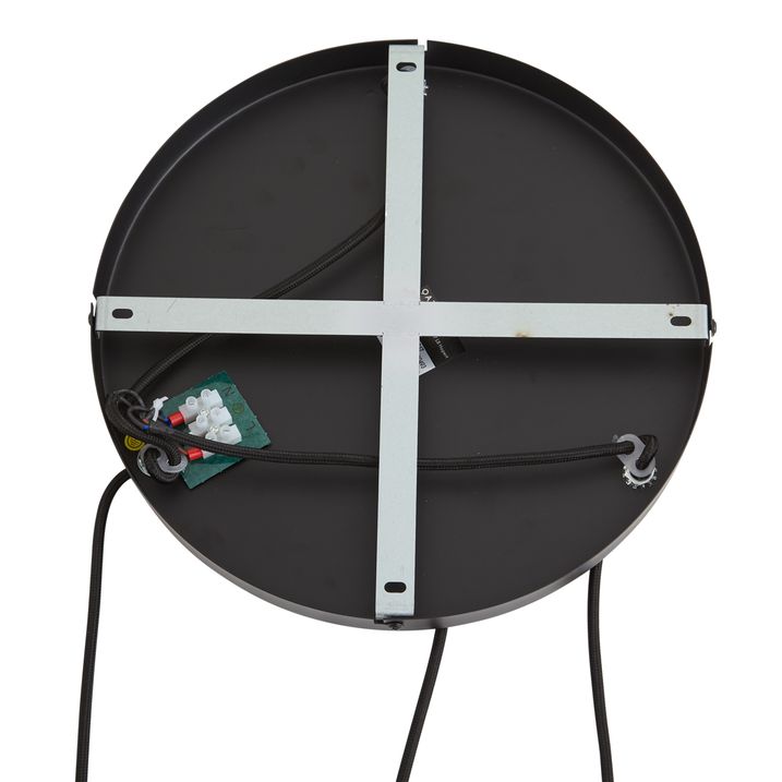 Candeeiro de suspensão Art Deco preto com vidro fumê 3 luzes redondo - Busa