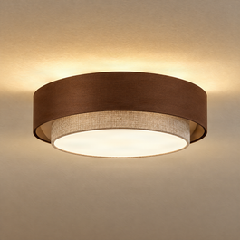 Moderní stropní svítidlo tmavě bronzové s šedohnědou 50cm 3-světla – Drum Duo