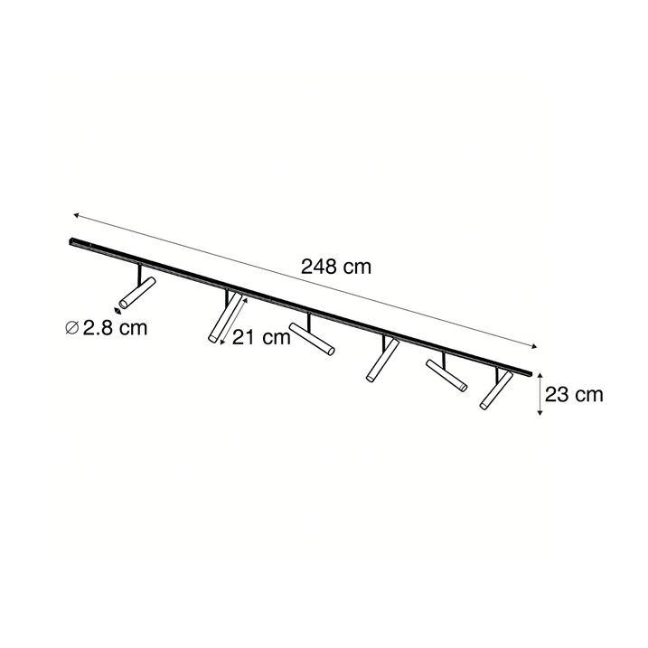 Modernt skensystem svart med 6 spotlights svart 1-fas - Slimline Avery
