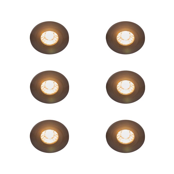 Set van 6 Moderne inbouwspot zwart rond IP44 - Xena