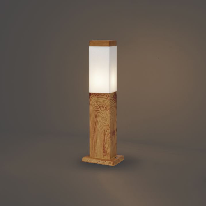 Moderne staande buitenlamp staal met hout print 45cm IP44 - Malois